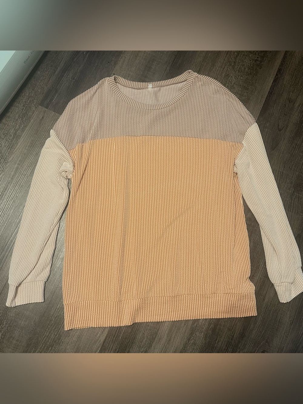 Colorblock Ribbed Pullover Sweater - Neutral Tones